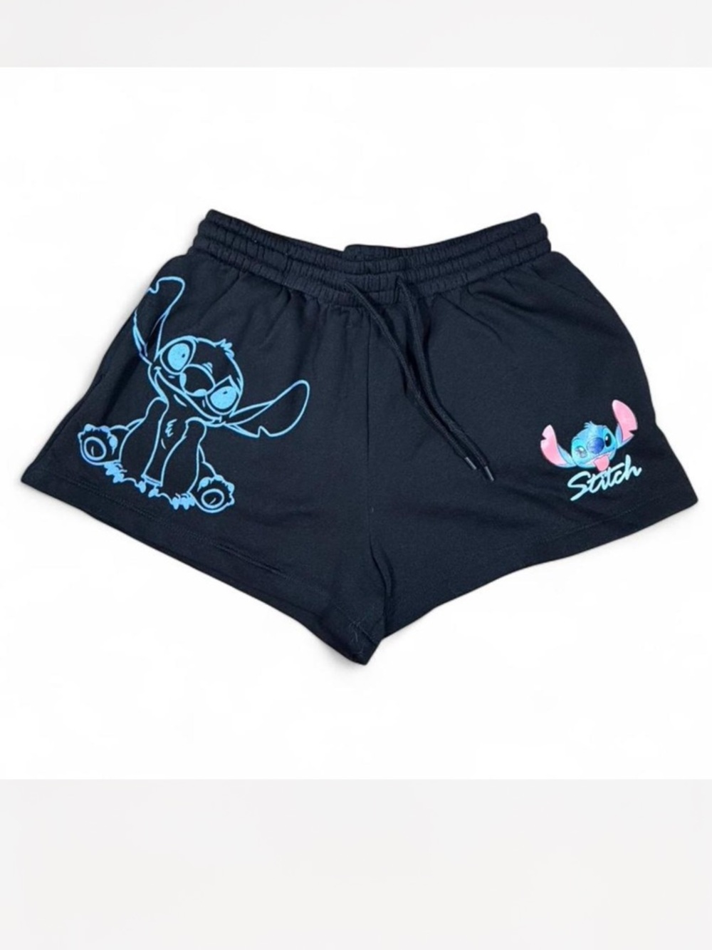 Disney Stitch Lounge Shorts Women’s M 8-10 Black Cute Graphic Pajama Shorts